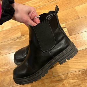 Black leather booties. Size 5.5